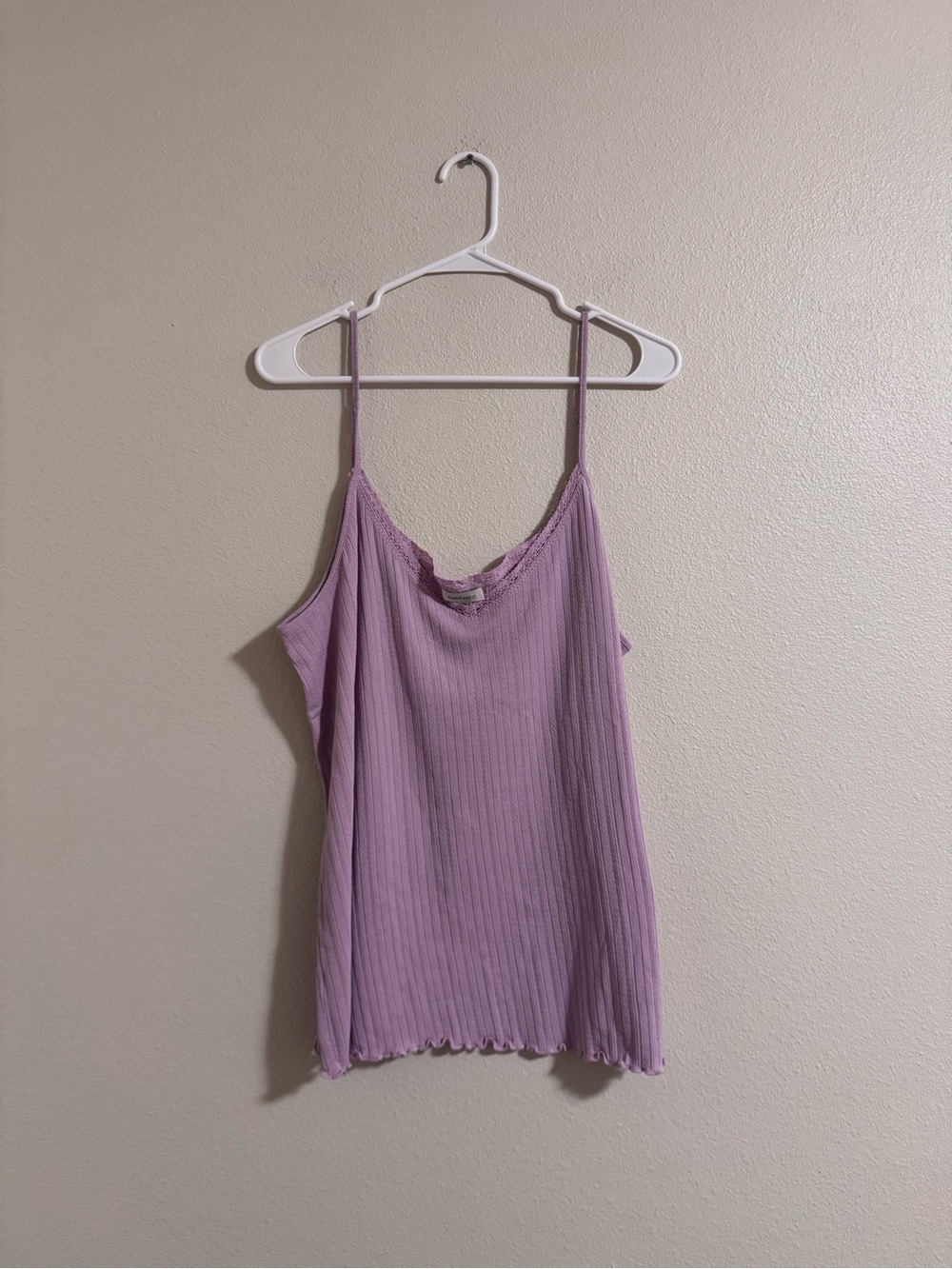 Sundance Lavender Ribbed Tank with Lettuce Edge